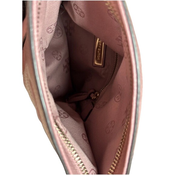 Tory Burch Thea Foldover Crossbody Pebbled Leather Pink Magnolia Bag Clutch - Picture 5 of 14